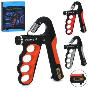 Еспандер кистьовий пружинний з лічильником та регульованим навантаженням 5-100 кг Чорний-Сірий