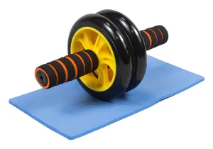 Ролик для пресу подвійний EasyFit з килимком Жовтий