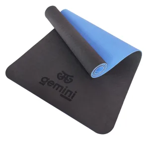 Килимок для фітнесу та йоги Sport TPE+TC 6 мм - Блакитний-Чорний