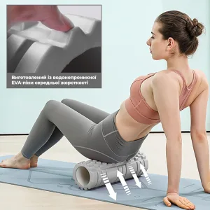 Масажний ролик (роллер) PowerPlay 4404 Massage Roller сірий 45x14 см