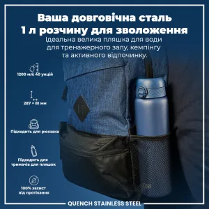 Пляшка для води металева ION8 1200 мл. Stainless Steel , Ash Navy