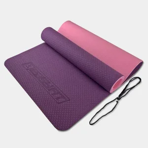 Килимок для йоги та фітнесу EasyFit TPE+TC 6 мм двошаровий фіолетовий рожевий