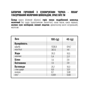 Space Bite Nut Bar - 10x40 г сушений абрикос і пекан