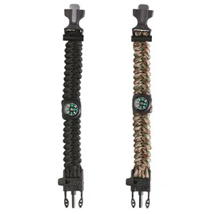 Браслет виживання з компасом, кресало, ніж, свисток 280x2,2 см зелений