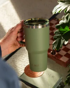 Термостакан (изолированная чашка) Bohtal с ручкой из нержавеющей стали Tumbler Green 900 мл