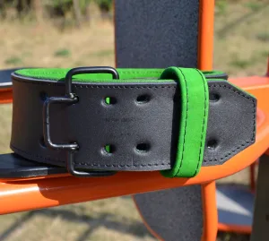 Пояс для важкої атлетики MadMax MFB-302 Quick Release Belt шкіряний Black/Green XL