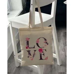 Екошопер Bookopt ВК4072 LOVE (квіти), бежевий