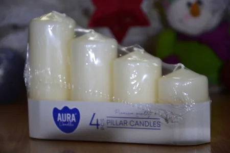 Набір свічок 4 шт. циліндр молочний sw50/4