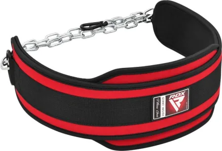 Пояс для обтяжень з ланцюгом RDX PRO DIPPING BELT 2 LAYER неопреновий Red універсальний