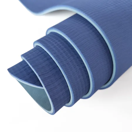 Килимок для фітнесу та йоги Sport TPE+TC 6 мм - блакитний-темно-синій