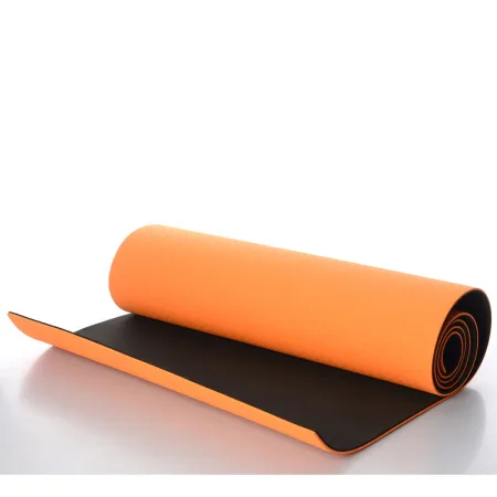 Килимок для фітнесу та йоги TPE+TC TPE-6ORB 183 см 61 см 6 мм помаранчевий-чорний