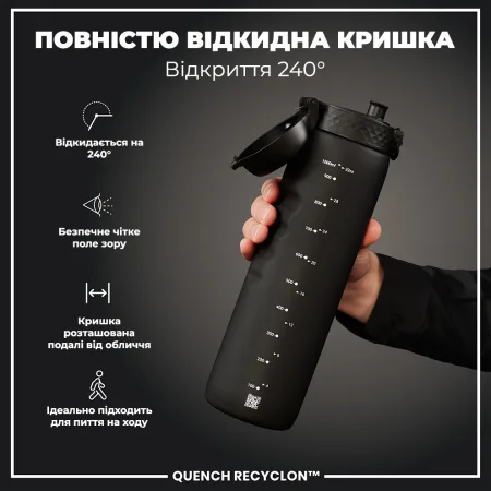 Пляшка для води ION8 1000 мл. (ЕКО пляшка) BPA Free, Black