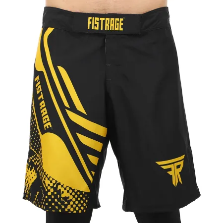Шорти для змішаних єдиноборств ММА FISTRAGE розмір чорний-жовтий M