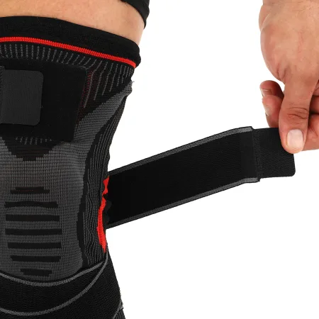 Наколінник бандаж еластичний з фіксуючим ременем та силіконовим кільцем та спіральними ребрами жорсткості SIBOTE 1 шт XL