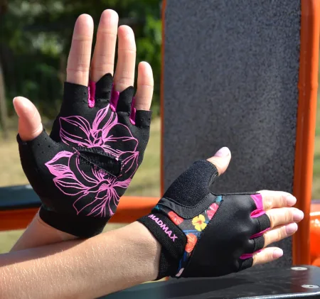 Рукавички для фітнесу MadMax MFG-770 Flower Power Gloves Black/Pink M