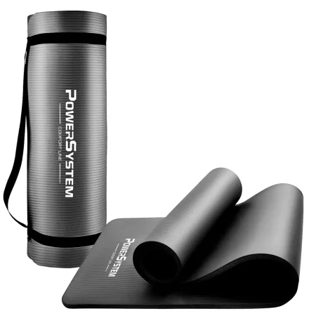 Килимок для йоги та фітнесу Power System PS-4017 NBR Fitness Yoga Mat Plus Чорний 180 х61 х1