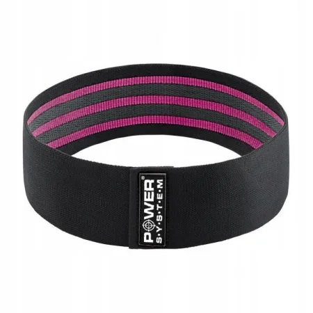 Тканева гумка для фітнесу та спорту Power System PS-4091 Booty Band LVL 1 Black/Pink d_64 см. навантаження 18 - 23 кг.