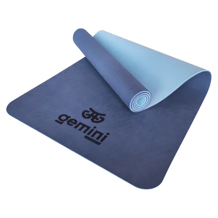 Килимок для фітнесу та йоги Sport TPE+TC 6 мм - синьо-блакитний
