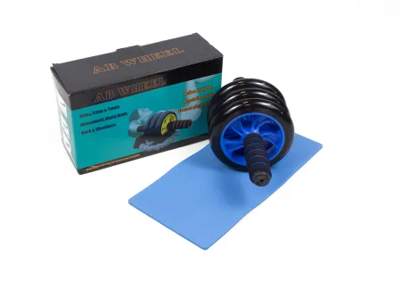 Ролик для пресу EasyFit з килимком синій (3 колеса)