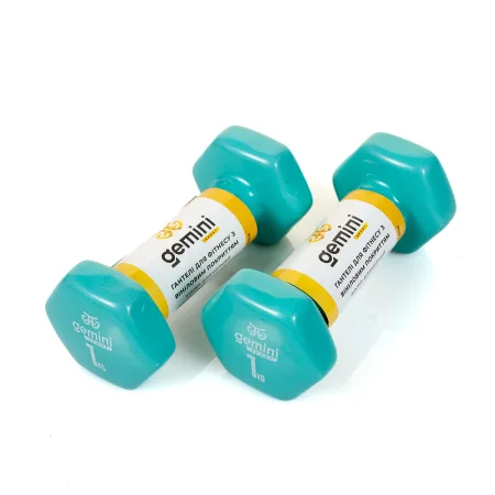 Гантелі Sport для фітнесу з вініловим покриттям 2 шт по 1,0 кг GSD-1.0CYAN