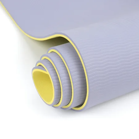 Килимок для фітнесу та йоги Sport TPE+TC 6 мм - Жовтий - фіолетовий