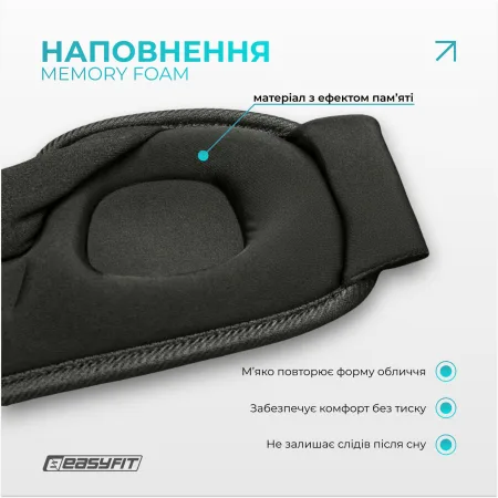 Маска для сну 3 D EasyFit Dream з ефектом пам’яті чорна