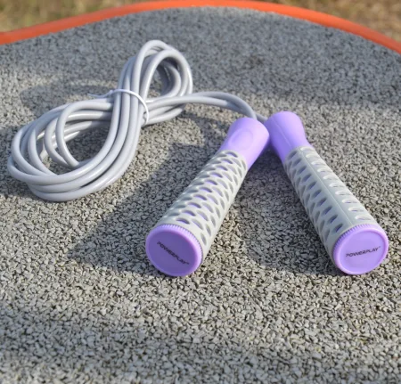 Скакалка PowerPlay 4206 Jump Rope PRO+ сіро-фіолетова (2,75m.)
