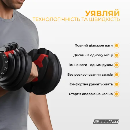 Гантель набірна EasyFit 1,5–16 кг