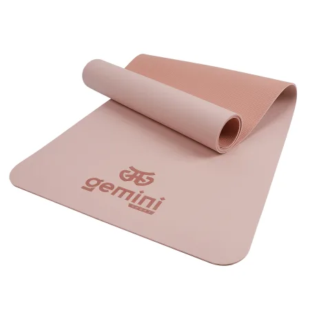 Килимок для фітнесу та йоги Sport TPE+TC 6 мм - нюдовий