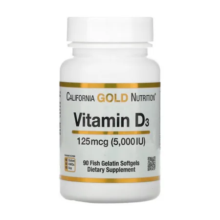 Vitamin D3 - 125 мкг 5,000 IU 90 рибний geLatin софтгель
