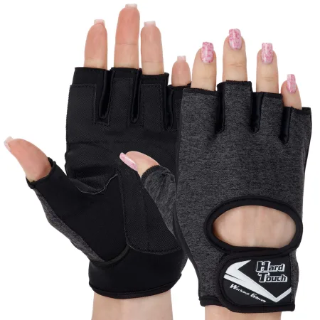 Рукавички для фітнесу та тренувань HARD TOUCH L - чорний-сірий