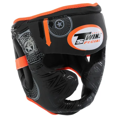 Шолом боксерський з повним захистом PVC TWN Чорно-Помаранчевий XL