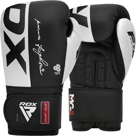 Рукавички боксерські рукавиці RDX F4 Boxing Sparring Hook&Loop WHITE/BLACK 14 унцій (капа у комплекті)