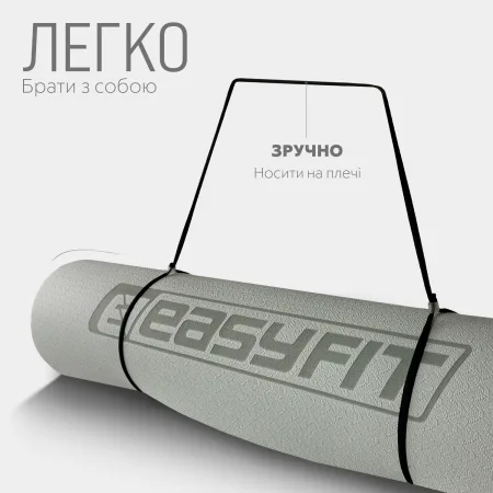 Килимок для йоги та фітнесу EasyFit TPE+TC 6 мм двошаровий сірий-чорний