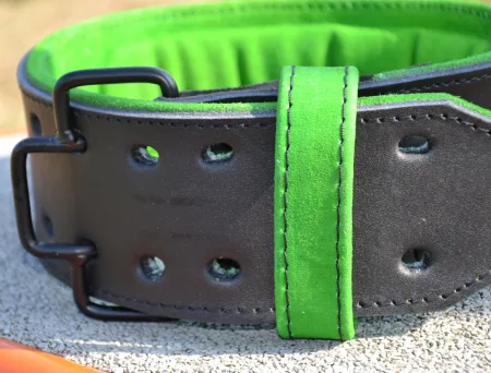 Пояс для важкої атлетики MadMax MFB-302 Quick Release Belt шкіряний Black/Green XL