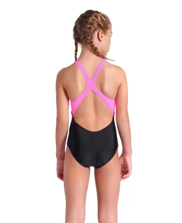 Arena RHYTHM SWIMSUIT V BACK L one-piece swimsuit girls black pink 116 cm