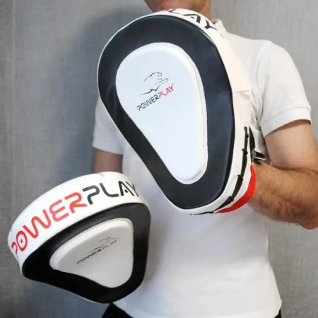 Лапи боксерські PowerPlay 3042 чорно-білі PU [пара]