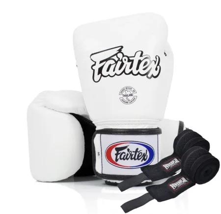 Боксерські рукавиці Fairtex BGV1 White 14 унцій (бинти в комплекті)