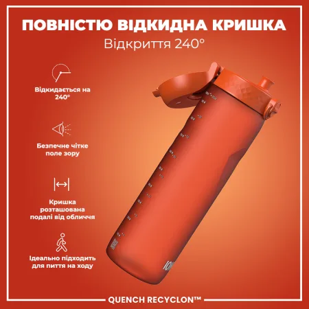Пляшка для води ION8 1000 мл. (ЕКО пляшка) BPA Free, Hearty Orange