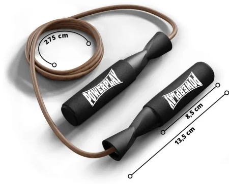 Скакалка шкіряна PowerPlay 4214 Leather Jump Rope Чорна 2,75 см.