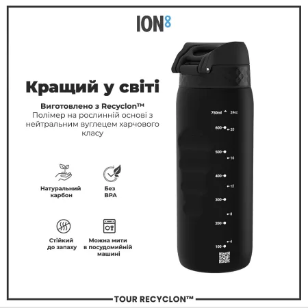 Пляшка для води ION8 750 мл. (ЕКО пляшка) BPA Free, Black