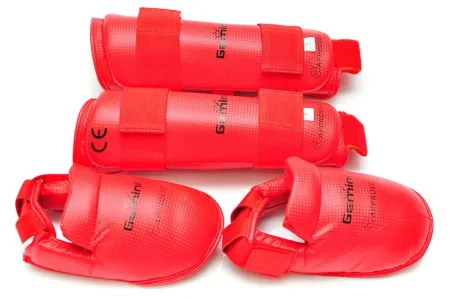 Захист гомілки та стопи для карате Червоний S