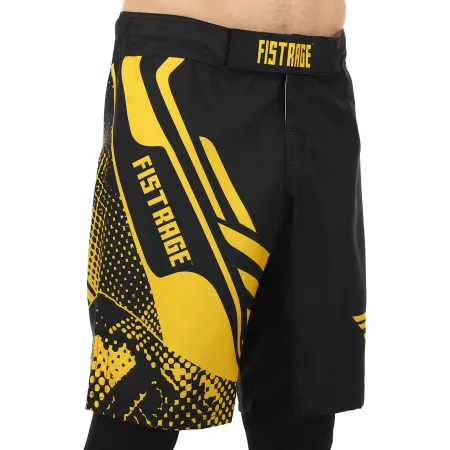Шорти для змішаних єдиноборств ММА FISTRAGE розмір чорний-жовтий M