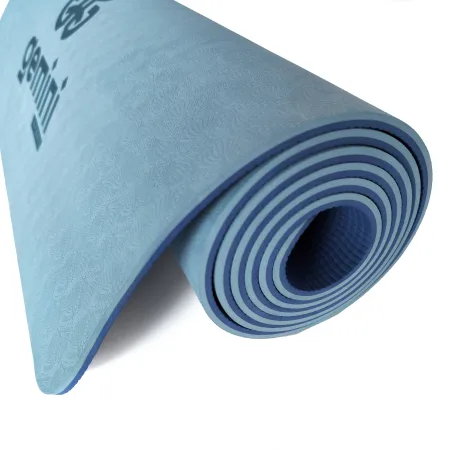 Килимок для фітнесу та йоги Sport TPE+TC 6 мм - блакитний-темно-синій