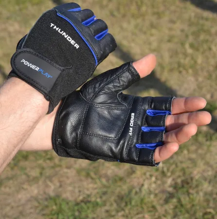Рукавички для фітнесу PowerPlay 9058 Thunder чорно сині - M