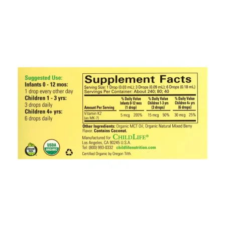 Organic Vitamin K2 Liquid - 7,5 мл натуральна ягода