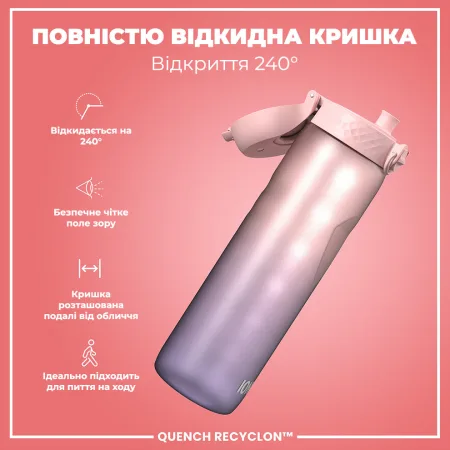 ION8 Water Bottle 1000 ml. BPA Free, Times to Drink, (ECO Bottle) BPA Free, Periwinkle & Rose