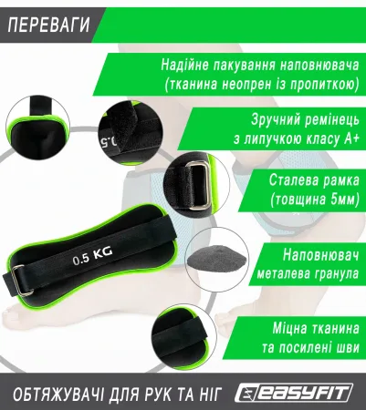 Обтяжувачі EasyFit Comfort 0,5 кг для ніг та рук з металом (пара)
