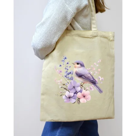 Екошопер BookOpt BK 4106 пташка на квітах бежевий
