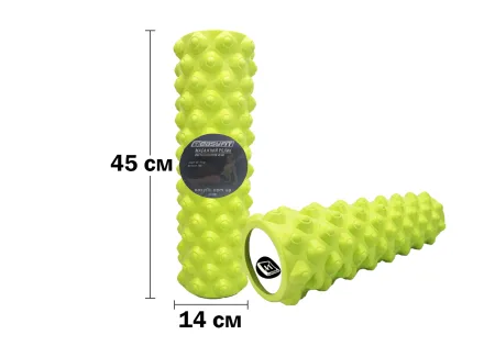 Масажний ролик EasyFit Grid Roller Extreme 45 см салатовий